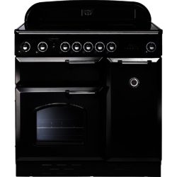 Rangemaster Classic 90 Ceramic - 68350 Electric Range Cooker in Black with Chrome Trim